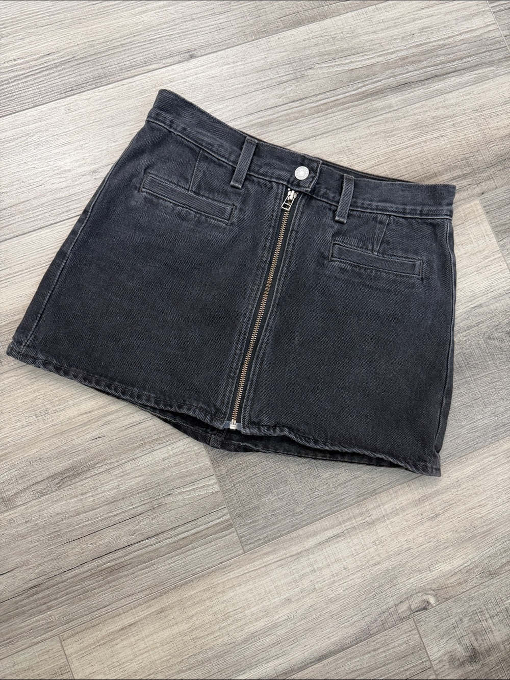Levi's Black Front Zip Denim Mini Skirt